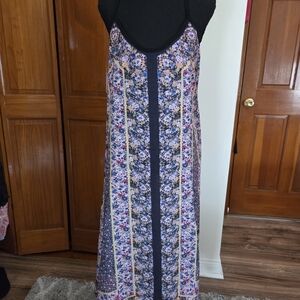 Do everything in love Floral Cotton Maxi Slip Dress - Blue, Pink, Cream